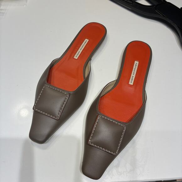 Purificacion Garcia Taupe Leather Mules Sz 39 - Picture 3 of 8